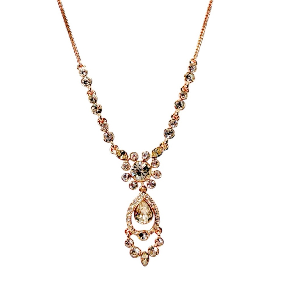 Givenchy Crystal Statement Necklace Elegant Flora… - image 1